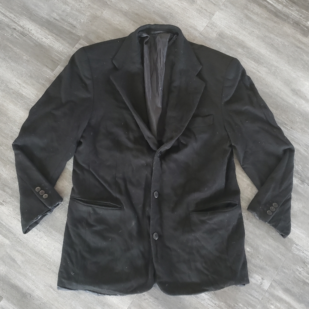Black Wool Officer Gentleman Suit Blazer